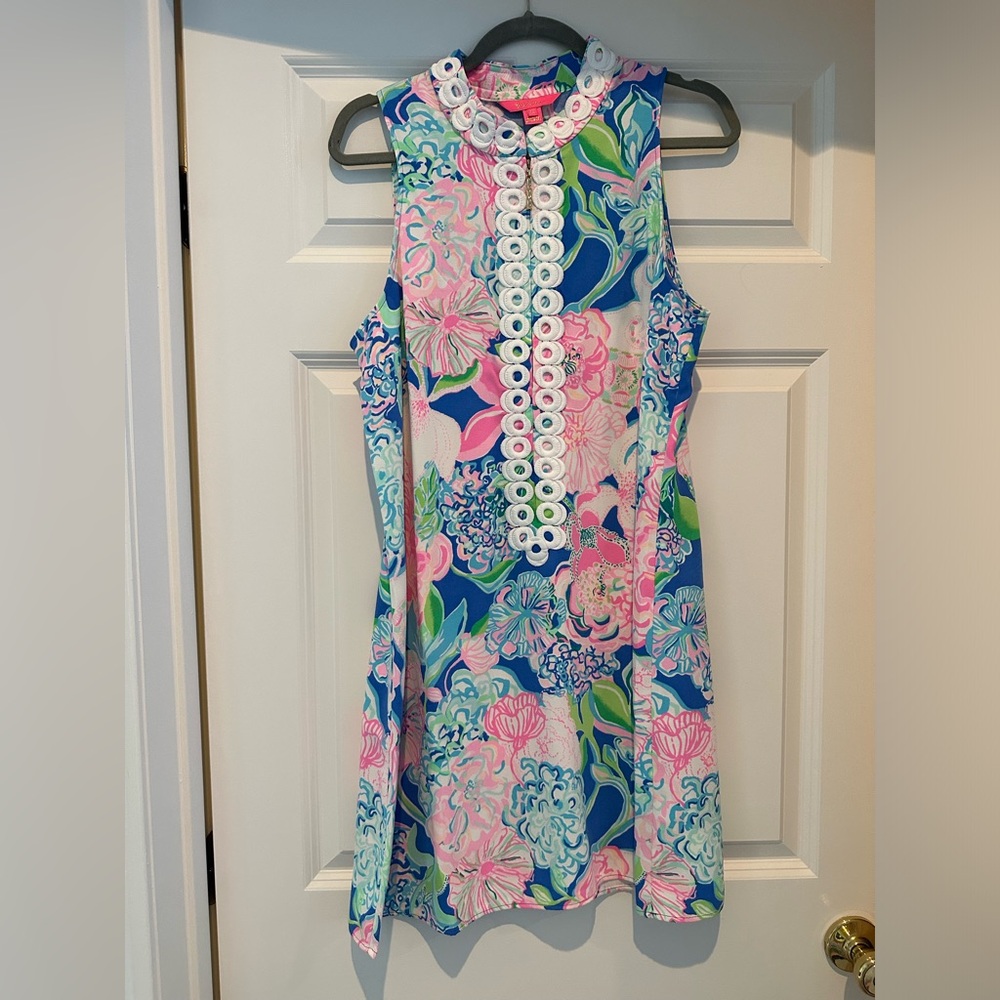 Lilly Pulitzer Sleeveless Floral Shift Dress in Pink, Blue, Green